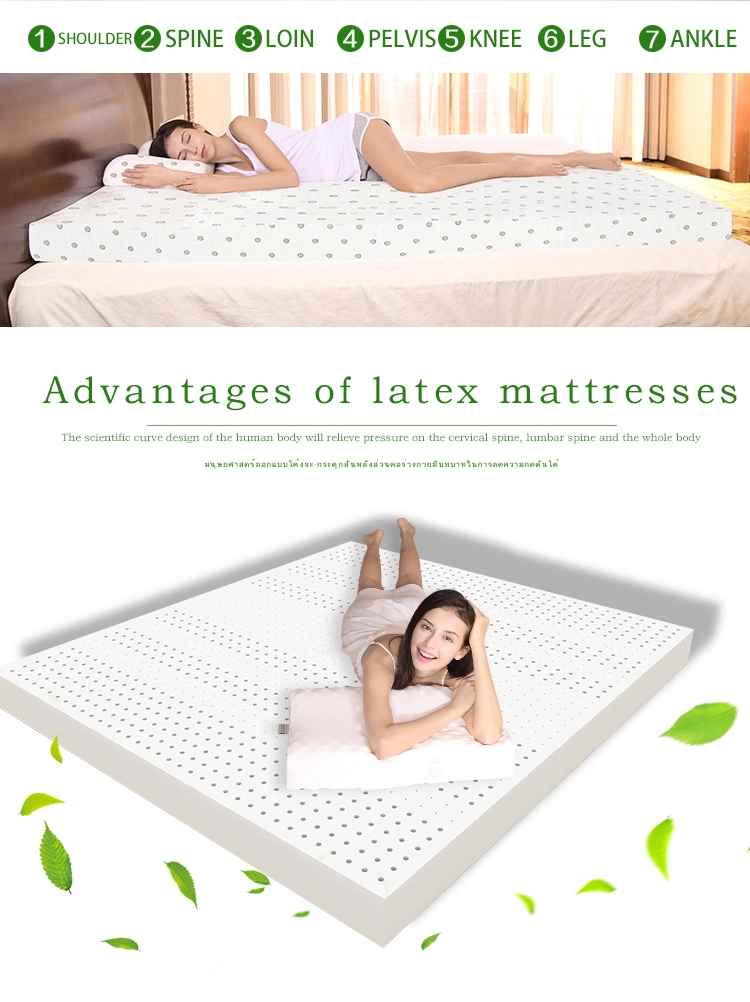 Organic 100% Natural High Quality Hotel Topper Cotton Sleep Therapy Thailand Latex Memory Foam Mattress